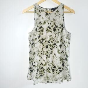 Theory Floral Print Tank Top - Black and Green